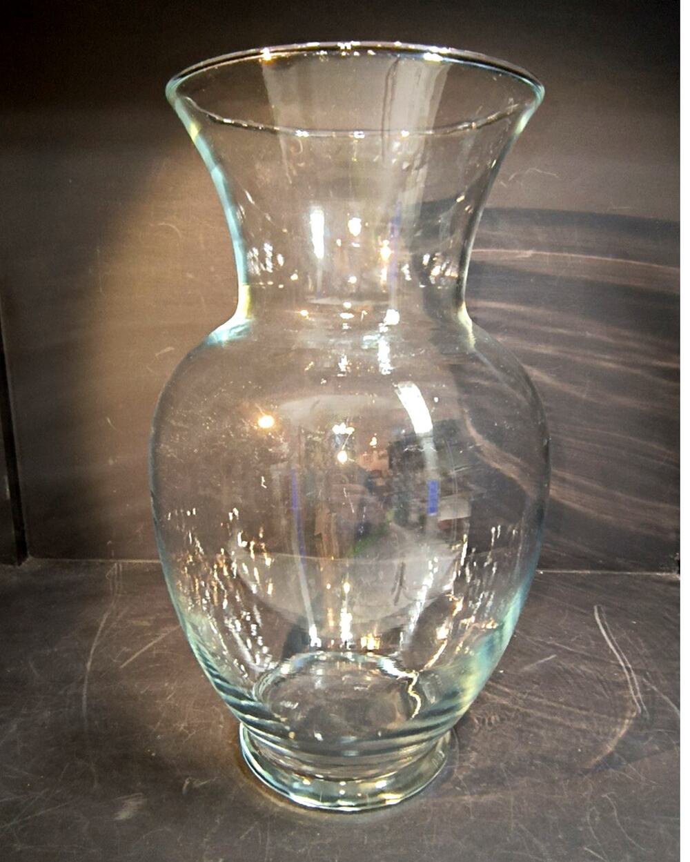 1679.  Tall Hurricane Vase 11 Inch Clear Glass
